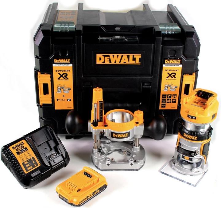 Immagine prodotto DeWalt DCW 604 D1 Fresatrice combinata 18V 55mm in valigetta TSTAK + 1x Batteria 2,0 + 1x Caricabatt