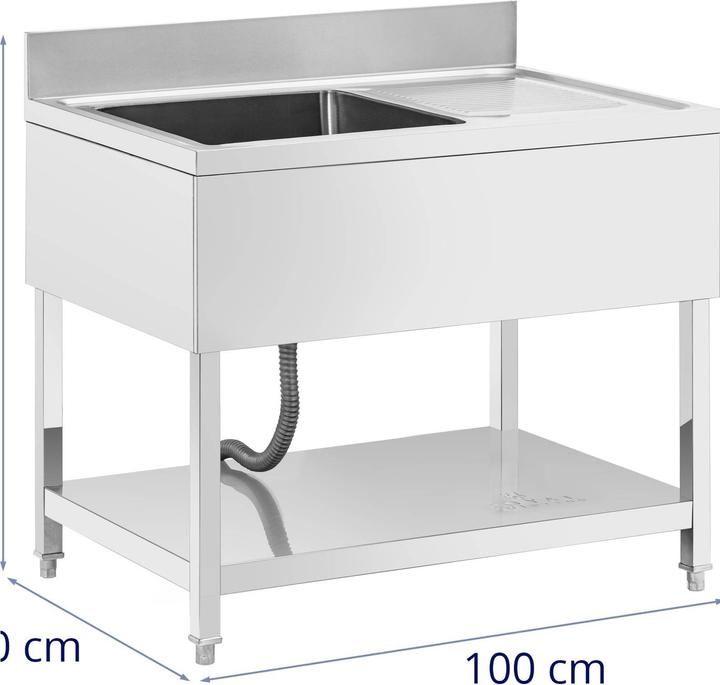 Immagine prodotto Royal Catering Spültisch 1 Becken 500 x 500 x 300 mm Ablage Edelstahl-Spültisch Gastro (Lavello con sgocciolatoio, 30 cm, 70 cm)