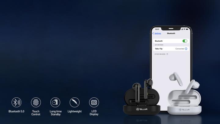 Image du produit Tellur Flip True Wireless casque noir (2.50 h, Sans fil)