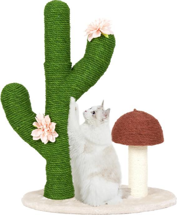 Produktbild Hermex Katzenkratzbaum Kaktus inklusive Pilz mit Sisal-Seil (72 cm, Grün, Braun, Beige)