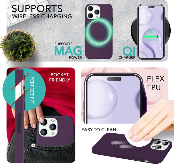 Immagine prodotto Nalia Custodia in silicone liquido con funzione MagSafe e vetro di protezione 2x del display (Apple iPhone 14 Pro)