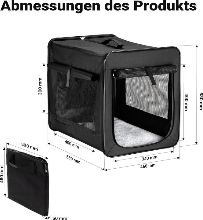 Actual product image Fudajo Foldable Carrier in Black for Dogs, Cats, and Pets, Size M (58x46x53 cm), with Cushion (Dog, Foldable, Washable, Breathable)