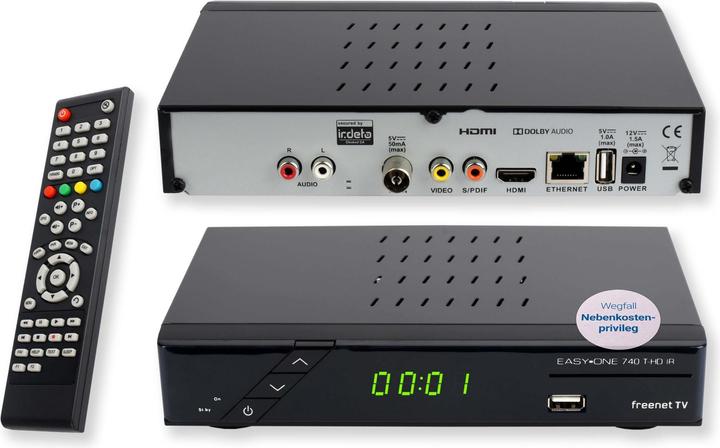 Actual product image Sky Vision SET-ONE EasyOne 740 HD IR HDTV DVB-T2 receiver with freenet TV (DVB-T2, DVB-T, CI+ slot)