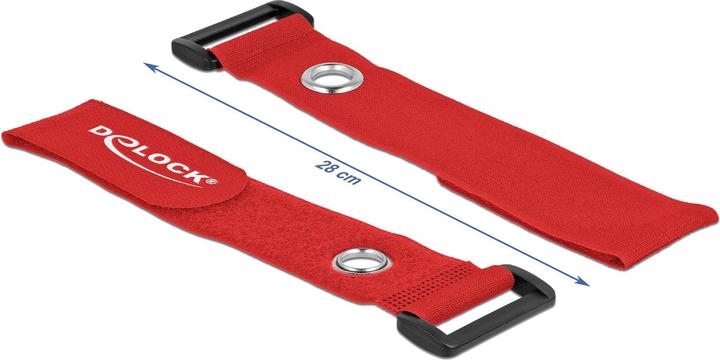 Image du produit Delock Serre-câbles velcro avec boucle et oeillet de fixation L 280 x l 38 mm rouge 3 pièces (Serre-câbles velcro, 280 mm, 3 pcs)