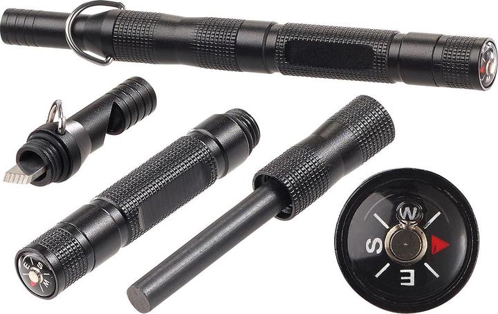 Produktbild Pearl 3in1-Feuerstarter, Notfall-Pfeife & Kompass im Aluminium-Gehäuse, 21 g (Notfallkoffer)