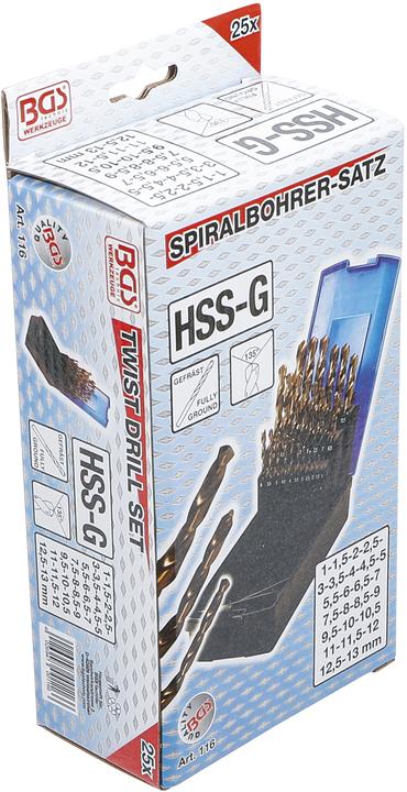 Image du produit BGS Boite de forets hélicoïdaux HSS-G M35 acier de cobalt 1 - 13 mm 25 pièces (1 mm - 13 mm)