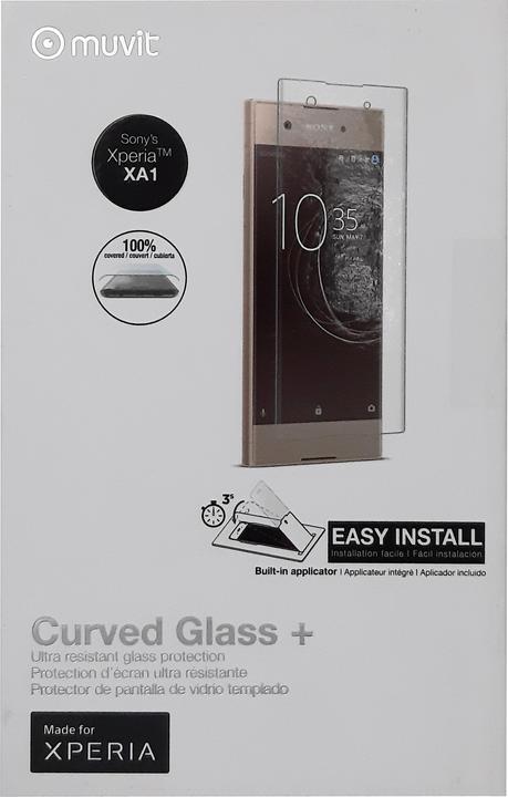Muvit Curved Glass+ Ultra Resistant Glass Protection (1 Piece, Sony Xperia XA1)
