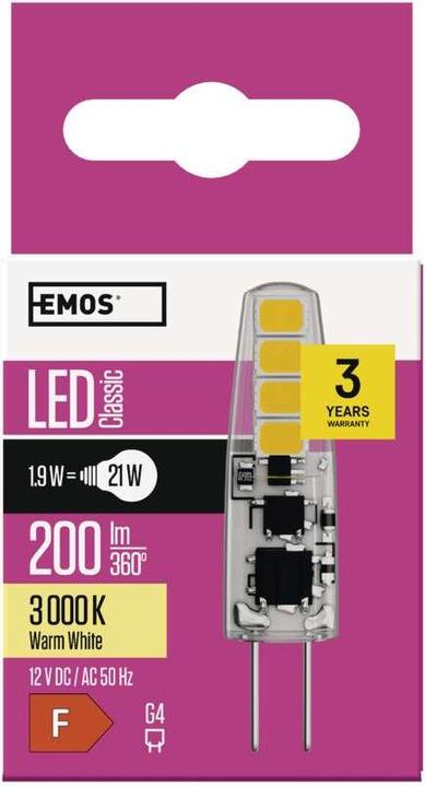 Produktbild Emos LED Lampe Classic JC / G4 / 1,9 W (21 W) / 200 lm / Warmweiss (G4, 2 W, 200 lm, 1 x, F)