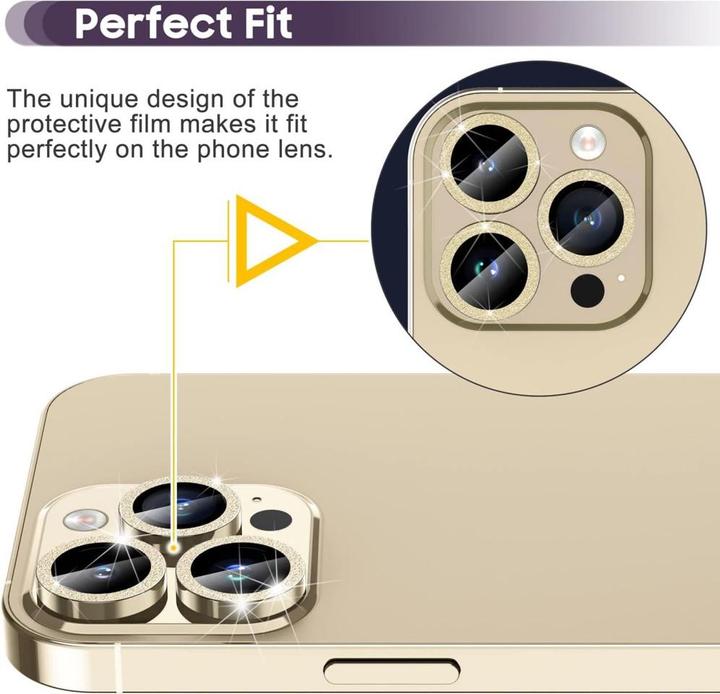 Immagine prodotto Ueli Express Lente protettiva in vetro blindato della fotocamera con brillantini (1 Pezzo/i, Apple iPhone 16 Pro, Apple iPhone 16 Pro Max)