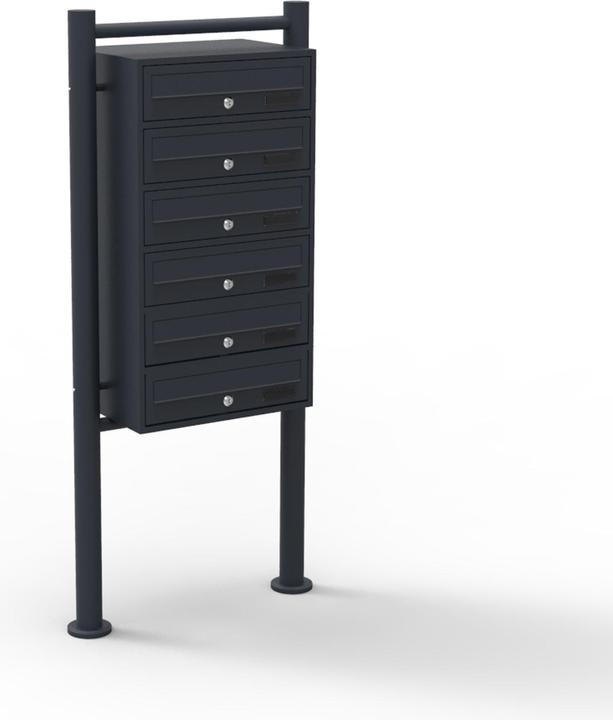 Actual product image Wiltec 6 letterbox system, black 270x513x1500mm Standing letterbox Letterbox
