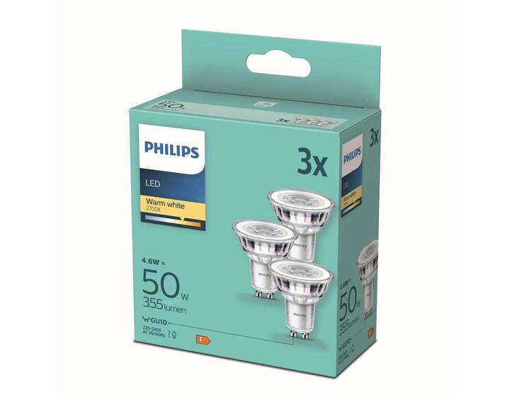 Actual product image Philips silver (GU10, 4.60 W, 355 lm, 3 x, F)