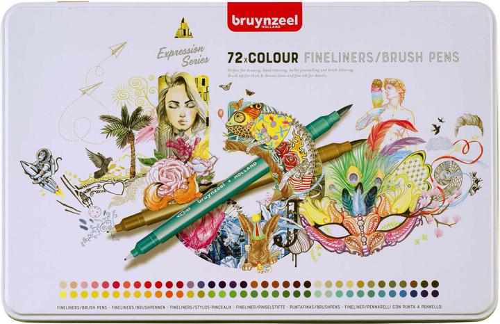 Immagine prodotto Bruynzeel Set di penne fineliner/pennello | 72 colori (Multicolore)