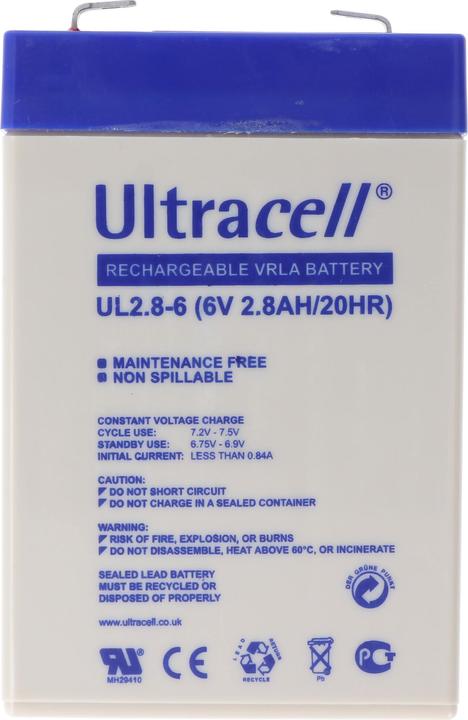 Produktbild Ultracell UL2.8-6 6V 2,8Ah Bleiakku AGM Blei Gel Akku (6 V, 2.80 Ah)