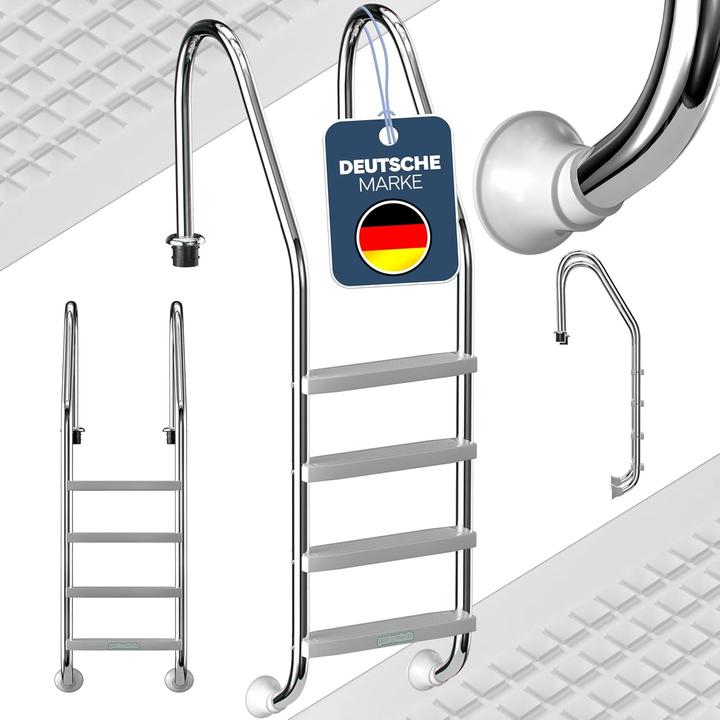 Produktbild Poolomio Einhänge-Leiter aus Edelstahl | 4 stufig | Standard-Modell