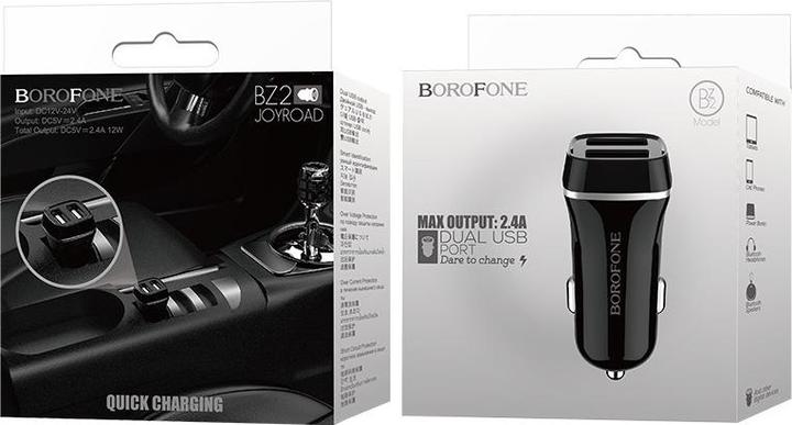 Produktbild Borofone Autoladegerät BZ2 mit zwei USB-Anschlüssen (2,4A) schwarz