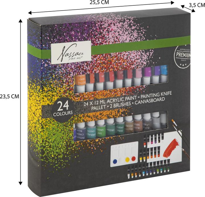 Grafix Set di colori acrilici Nassau Classic, 24x12ml