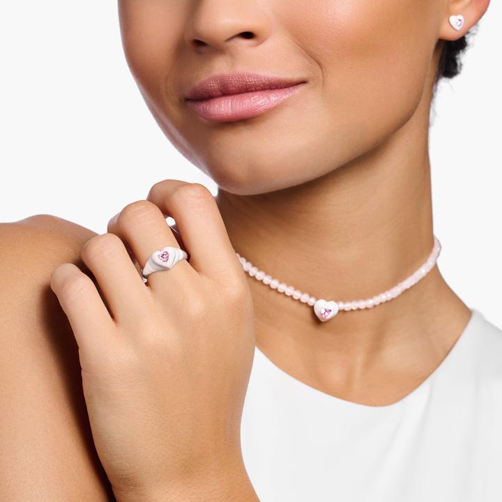 Actual product image Thomas Sabo Ring Heart with Pink Stone Silver (50, 925 Silver)