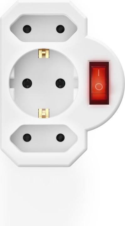 Actual product image Hama Socket outlet adapter 3-fold, 1x earth contact, 2x Euro, switch, white (CEE 7/16, 3 x)