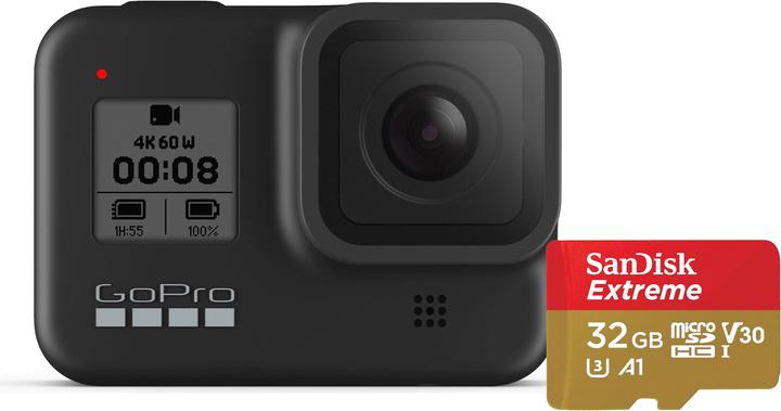 Produktbild GoPro Hero 8 Black inkl. 32GB SD (60p, 4K, WLAN, Bluetooth)