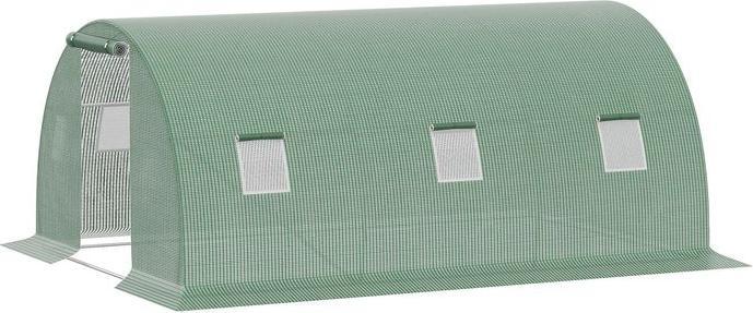 Swisshandel24 Foliengewächshaus 4,5 x 3 m mit 6 Fenster Dunkelgrün