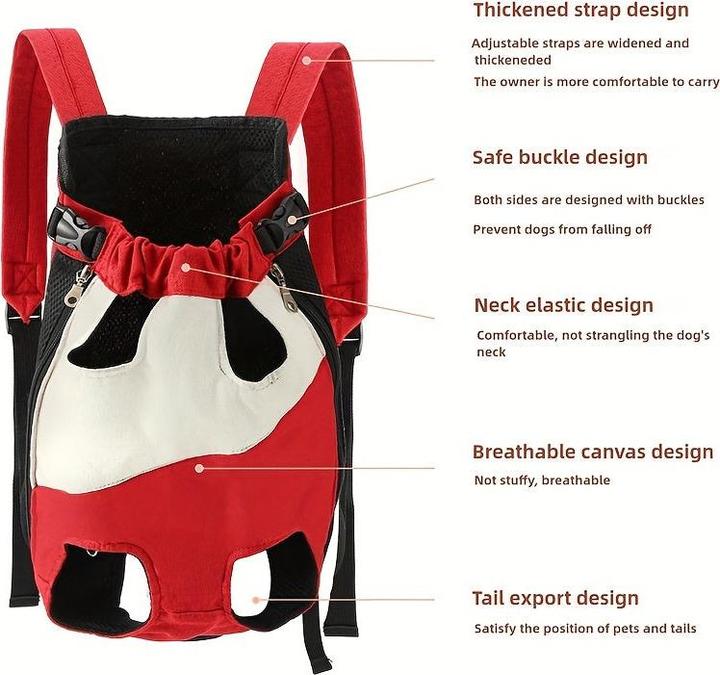 Produktbild Alopini Verstellbarer Tierrucksack für Hunde und Katzen, bequeme Passform, Polyestermaterial mit (Hund, Katze, Atmungsaktiv)