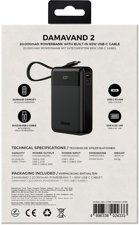 Produktbild Vinnic Damavand 2 (20000 mAh, 65 W, 77 Wh)