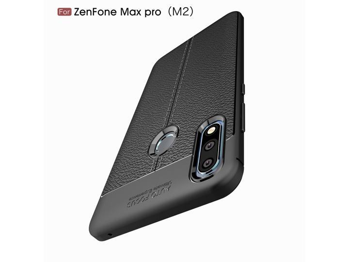 Actual product image Screenguard Asus Zenfone Max Pro M2 Case Leather Design TPU Cover (Asus Zenfone Max Pro (M2))