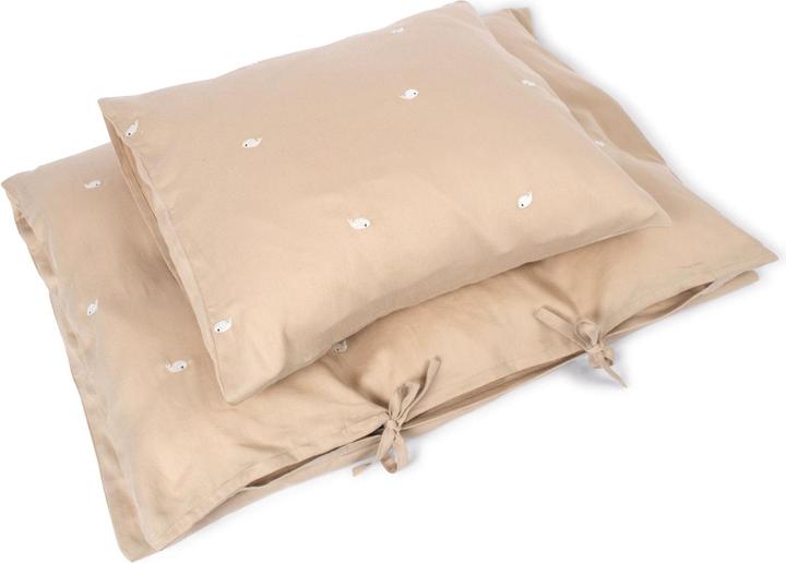 Produktbild Filibabba Baby Bettwäsche GOTS (70x100 cm) - Wal Christian Stickerei - Warm Grey (70 x 100 cm, 40 x 45 cm)