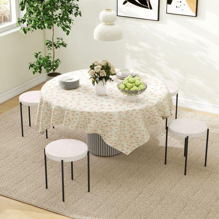 Produktbild Swisshandel24 4er-Set Küchenhocker 4-er Set, stapelbar, Samtoptik, bis 100kg, Metallrahmen, 41,5x41,5x46cm, Cremew