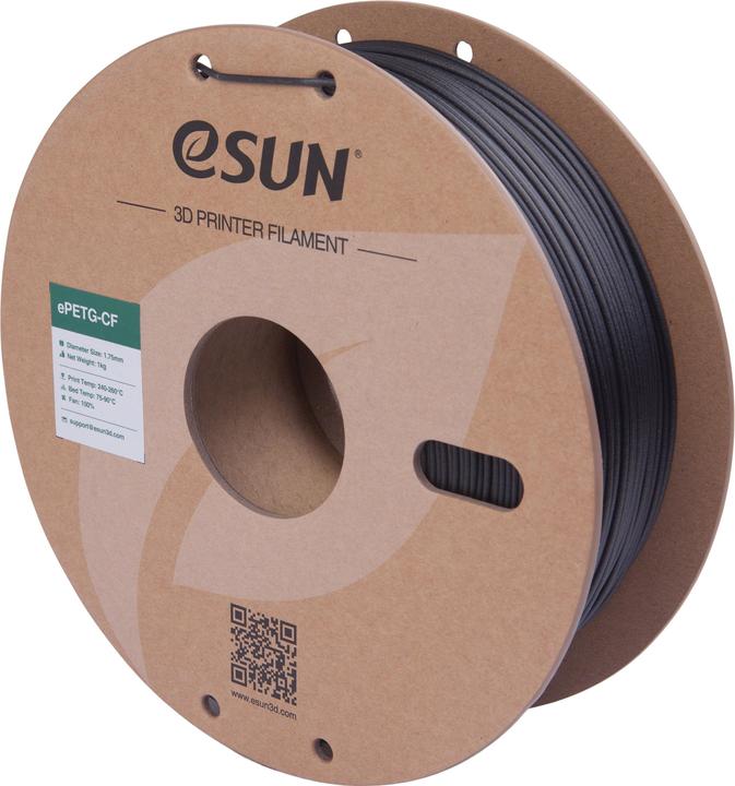Image du produit eSUN ePETG-CF Carbone Noir Filament 1.75mm 1Kg (PETG, 1.75 mm, 1000 g, Noir)