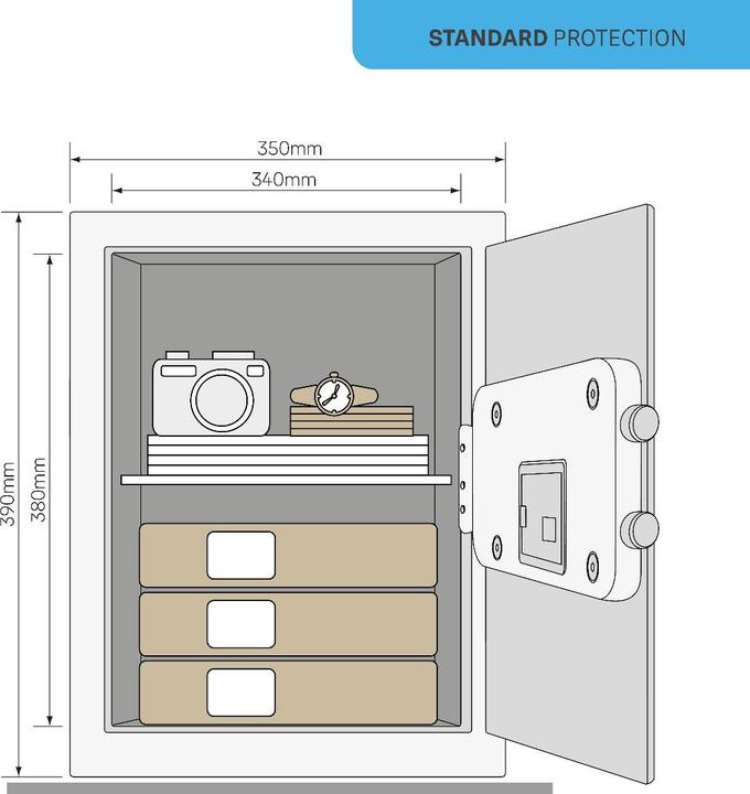 Actual product image Yale Tresor YEC, Elektronischer Möbeltresor mit Alarm & Tastenfeld, Alarmed Value Safe L, 40 l (40 l)