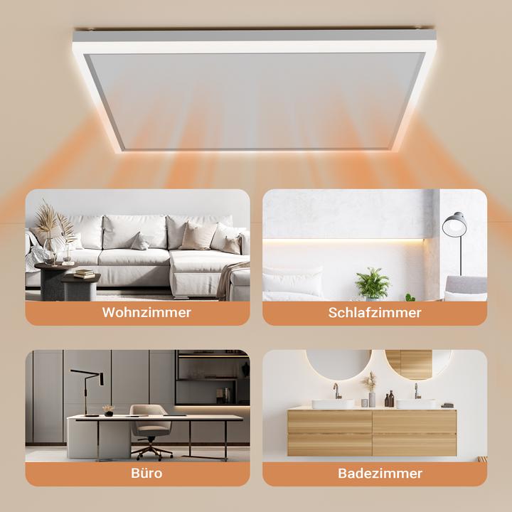 Actual product image Wiltec Infrared ceiling heater 370W 65.5x63x3.5cm Infrared heating LED heater (370 W)