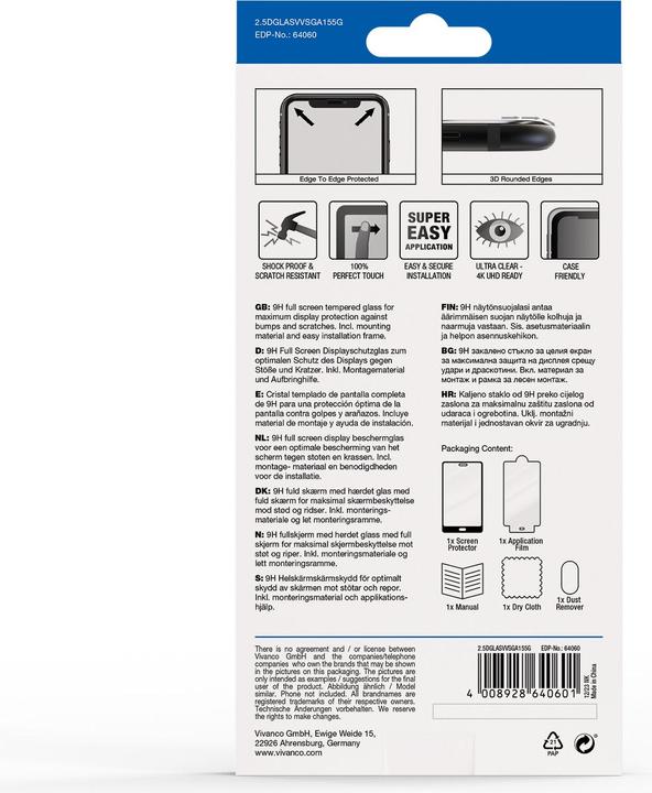 Produktbild Vivanco 2.5D FullScreen Displayschutzglas fuer Samsung Galaxy A15 5G (1 Stück, Samsung Galaxy A15 5G)