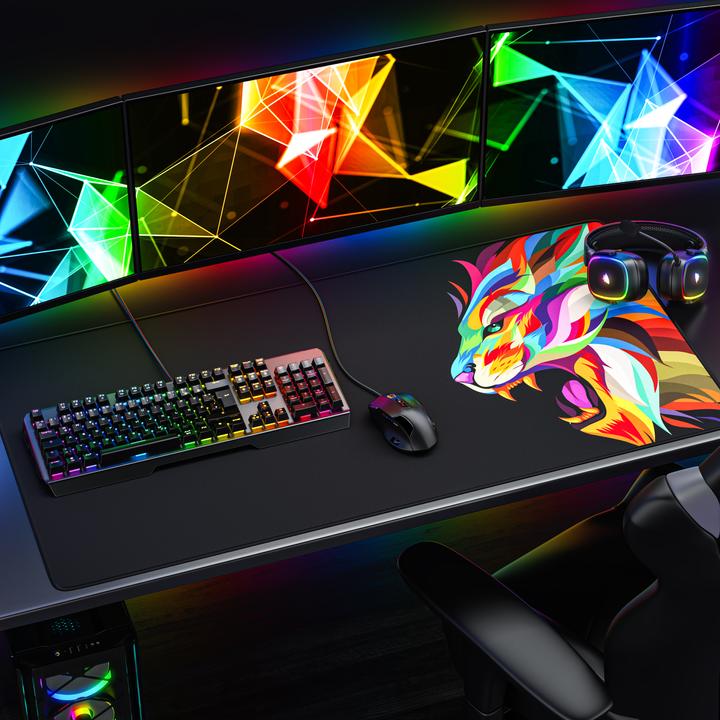 Produktbild Titanwolf Gaming Mauspad, XXXL Speed Mausmatte 1200 x 600 mm, Geschwindigkeit & Präzision, Colour Lion 2 (XXL)