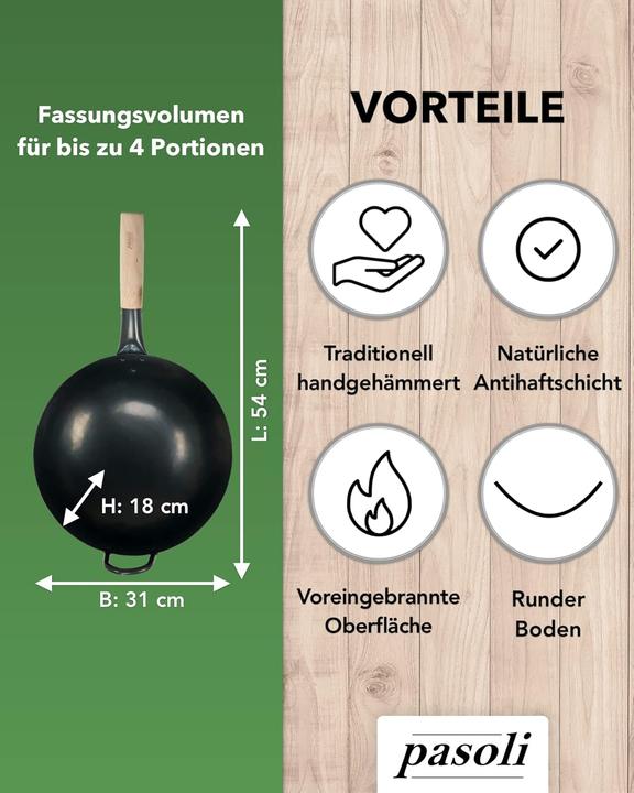 Produktbild Pasoli Wok Karbonstahl Ø30cm