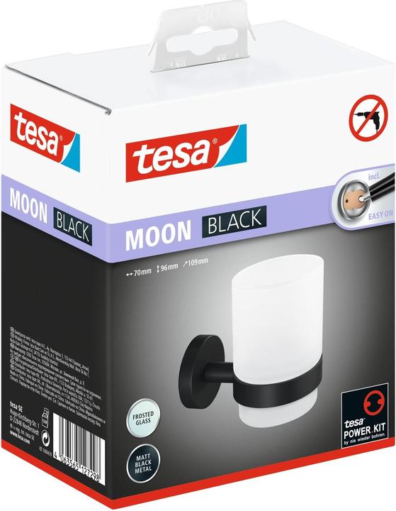 Image du produit tesa MOON BLACK Gobelet à dents avec solution adhésive sans perçage (9 x 13.5 x 18 cm)