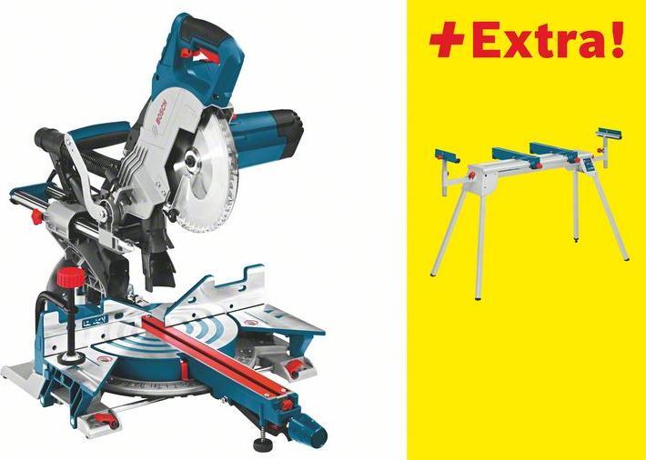 Produktbild Bosch Professional Paneelsäge GCM 8 SJL und Arbeitstisch GTA 2600 im Karton