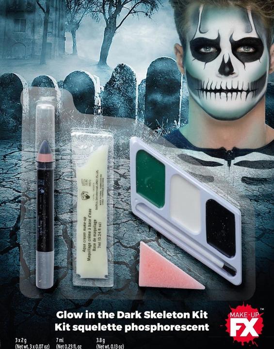 Immagine prodotto Smiffys Kit per il trucco dello scheletro Glow in the Dark
