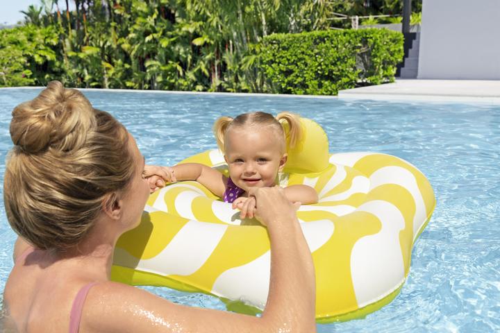 Actual product image Bestway Swim Safe ABC Comfort Plush Wavy Square 2-Ring Inflatable Baby Boat Float