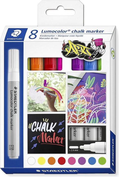 Produktbild Staedtler Kreidemarker 2.4 mm, 344-0, -1, -4, -2, -20, -6, -3, -5, Kartonetui mit 8 St (farbsortiert, 2.40 mm, 8 x)