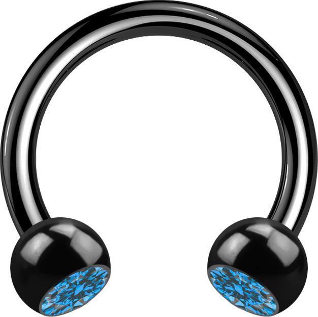 Immagine prodotto Star Piercing Campanile circolare nero con due sfere di cristallo azzurre (Acciaio chirurgico 316L, senza ottone)