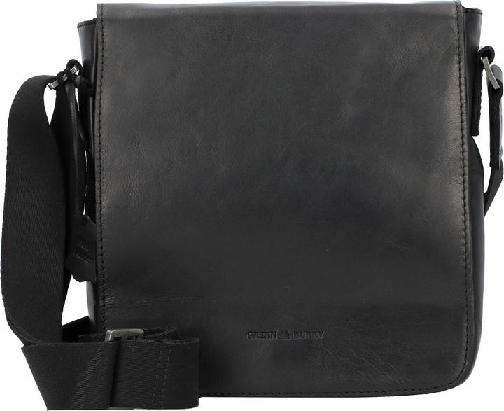 Immagine prodotto Greenburry Borsa a tracolla in pura pelle nera da 22 cm