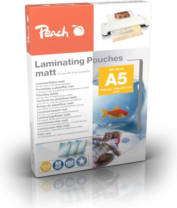 Actual product image Peach Laminating films A5 (154x216mm), 125mic, matt (A5, 100 Piece, 125 µm)