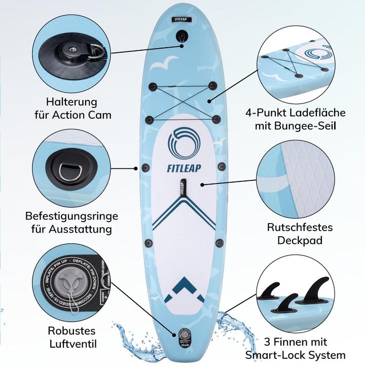 Actual product image Fitleap Premium Stand Up Paddle Board aufblasbar - SUP Board Set (10'5")