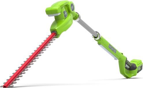 Greenworks G24PSHK2 2-in-1 battery hedge trimmer incl. battery 2Ah and charger (Cordless hedgecutters)