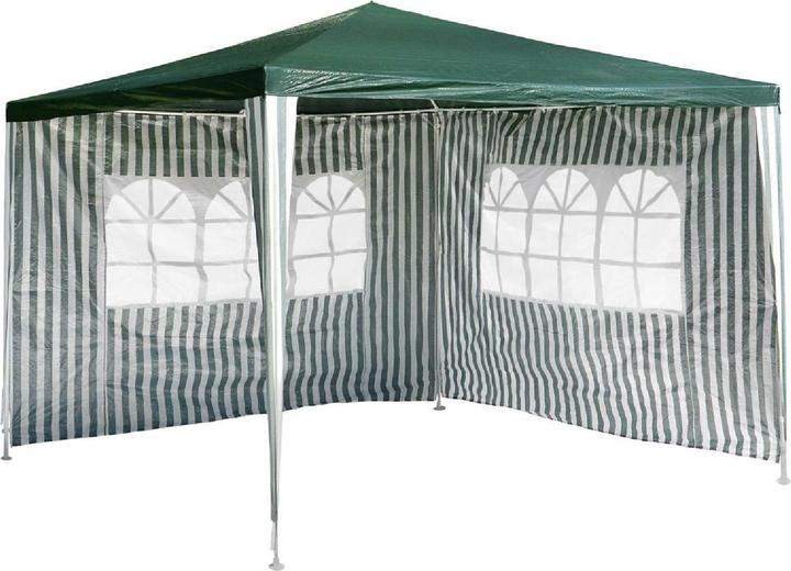 Produktbild VCM Pavillon 3x3 m in grün weiss PE Plane 2 Seitenteile Partyzelt Gartenzelt Zelt (300 cm, 300 cm)