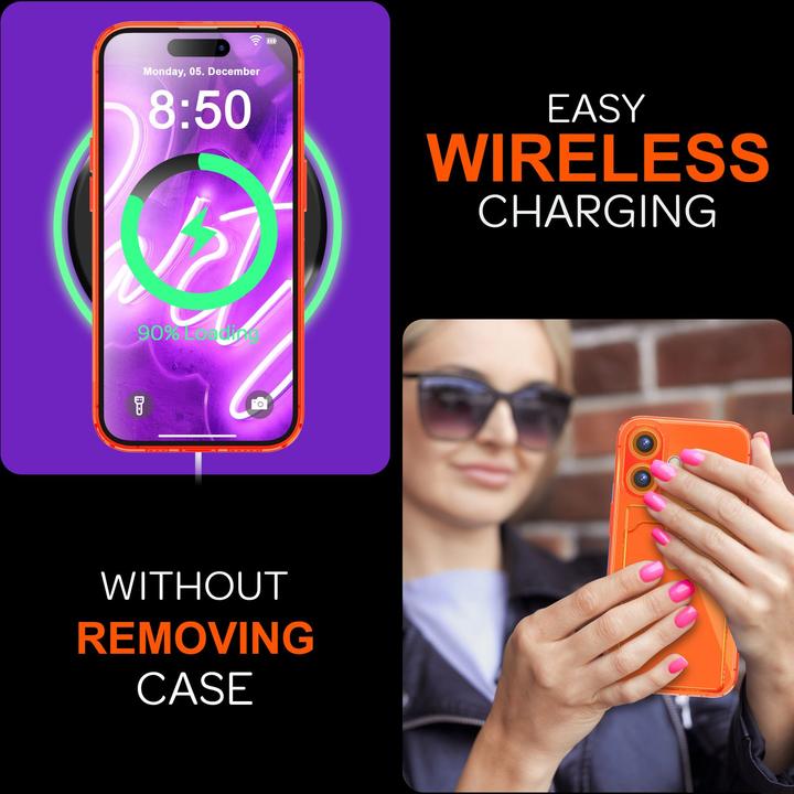 Immagine prodotto Nalia Portacarte trasparente in silicone trasparente al neon (Apple iPhone 16)