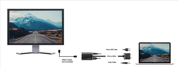 Produktbild LogiLink CV0060 - VGA mit Audio- und HDMI-Konverter (HDMI, 20 cm)