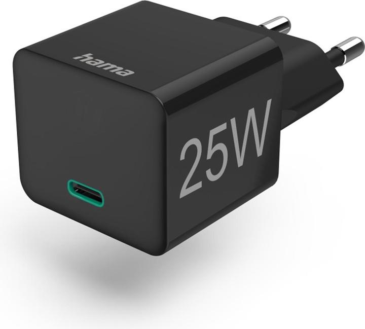 Hama Schnellladegerät, USB-C, PD/Qualcomm®, Mini-Ladegerät, 25 W, Schwarz (25 W)