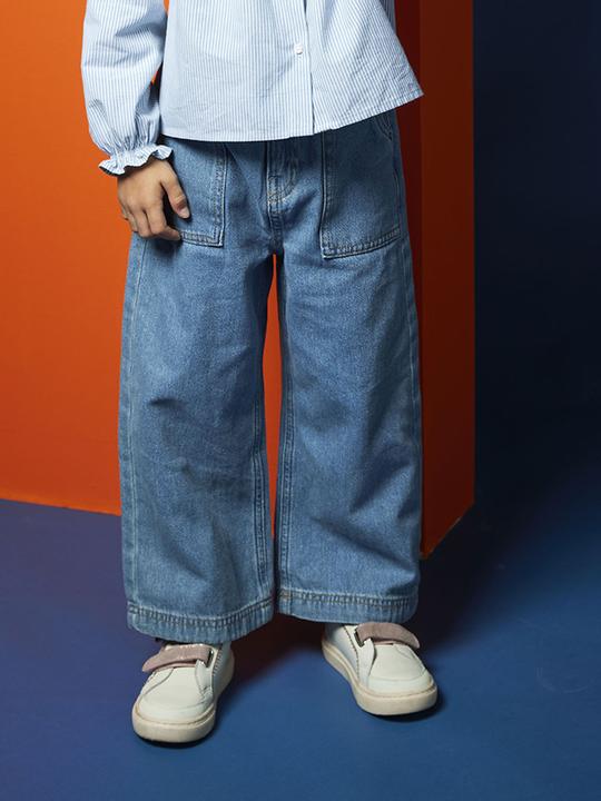 Immagine prodotto Vertbaudet Jeans larghi da bambina in stile operaio (122)